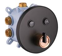 Grifo empotrado PaulGurkes 2 consumidores negro mate y oro rosa con cuerpo base