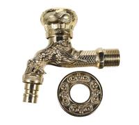 Grifo Exterior de Pared Vintage de Aleación de Zinc Dorado | Resistente Corrosión, Diseño Rústico Decorativo para Jardín y Patio, Uso en Lavadero y Exteriores