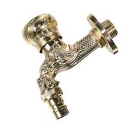Grifo Exterior Decorativo de Pared Dorado, Aleación de Zinc | Estilo Rústico Retro y Vintage, Conexión Rápida para Manguera, Uso en Patio y Jardín