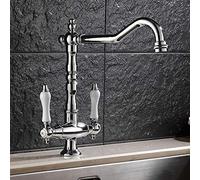 Grifo giratorio de 360 ° con doble control de cerámica mezclador con chapado de cocina clásico moderno