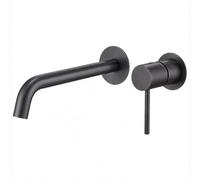 Grifo Lavabo Empotrado Monomando | Mezclador Agua Fría y Caliente con Instalación en Pared y Diseño Moderno | Grifería Baño IMEX Monza (Black gun metal)