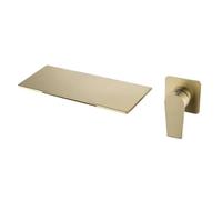 Grifo Lavabo Mezclador De Bañera Pared, Cuenco Mesa Superior, Grifo Agua, Interruptor Descarga, Cascada Dorada, Lavado Oculto, Grifos Lavabo Integrados(Gold)
