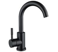 Grifo lavabo negro alto mate acero inoxidable monomando agua fria y caliente con mangueras incluidas grifo baño alto negro curvo