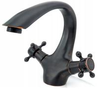 Grifo Lavabo Negro Antiguo Mangos Cruzados