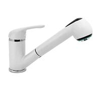 Grifo mezclador cocina Plados QUARMIXEXT monomando con ducha extraíble de doble chorro color - Blanco leche