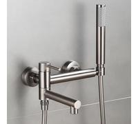 Grifo Mezclador de Ducha Y Bañera Color Gris Montado En La Pared Grifo Mezclador de Ducha Y Bañera con Rotación de 90° Y Accesorio de Ducha con Columna Rígida