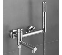 Grifo Mezclador de Ducha Y Bañera Cromado Grifos de Bañera de Pared con Rotación de 90° Y Accesorio de Ducha con Columna Rígida
