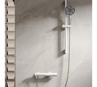 Grifo Mezclador de Ducha Y Bañera Montado En La Pared Giratorio A 90° Color Blanco con Ducha Y Columna de Agua