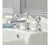 Grifo Mezclador para Lavabo de 3 Agujeros Estilo Tradicional Color Cromado y Negro Manijas a Palanca - Elizabeth