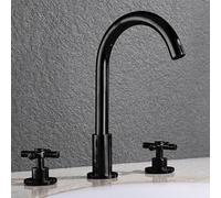 Grifo mezclador de lavabo de latón generalizado de 3 agujeros, palanca | Cartucho de disco de cerámica, aireador de panal, antisalpicaduras, colas de ajuste rápido, fácil de instalar