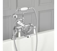 Grifo Mezclador para Bañera Estilo Tradicional Color Cromado y Blanco con Manijas a Palanca - Elizabeth