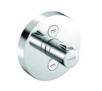 Grifo mezclador termostático empotrado KLUDI PUSH, de dos consumidores, roseta redonda, cromo, 389120538
