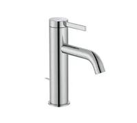 Grifo monocomando para lavabo con diseño circular y acabado cromado de Ona Roca