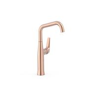 Grifo monomando alto con maneta lateral para lavabo color oro rosa mate ahorro energético 24 K Fuji Tres