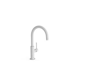 Grifo monomando alto con maneta lateral y ahorro energético en acabado blanco mate Study Tres