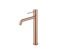 Grifo monomando con caño alto para lavabo hecho de latón con acabado oro rosa cepillado Genova de Imex - Rosado / Con válvula click-clack oro rosa cepillado