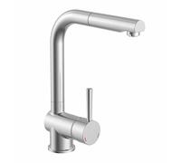 Grifo monomando de bajo caudal Naber DRIVE 2, en color acero inoxidable, con caño extensible