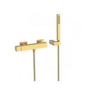 Grifo monomando de ducha para empotrar en pared con latón y acabado oro mate Cuadro TRES