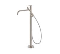Grifo monomando de pie para bañera con maneta y teleducha acabado acero STUDY EXCLUSIVE TRES - Con base empotrable