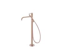 Grifo monomando de pie para bañera con maneta y teleducha acabado oro rosa mate 24K STUDY EXCLUSIVE TRES - Con base empotrable