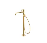 Grifo monomando de pie para bañera con teleducha y maneta acabado dorado STUDY EXCLUSIVE TRES - Con base empotrable