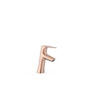 Grifo monomando ecoeficiente inclinado para lavabo con aireador de silicona oculto acabado oro rosa Fuji Tres