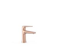 Grifo monomando ecoeficiente para lavabo con aireador de silicona oculto en acabado oro rosa mate Fuji Tres