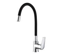 Grifo monomando edm 01155 baiona negro latón zinc flexible cocina - m