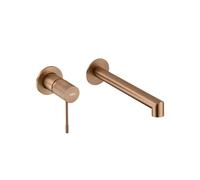 Grifo monomando empotrado para lavabo hecho de latón con acabado oro rosa cepillado Line de Imex - Rosado / Sin válvula click-clack