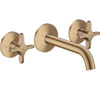 Grifo monomando encastrado AXOR One, para lavabo, con instalación mural, caño de 160 mm y mandos tipo palanca, acabado bronce cepillado