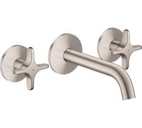 Grifo monomando encastrado AXOR One, para lavabo, con instalación mural, caño de 160 mm y mandos tipo palanca, con acabado de acero inoxidable
