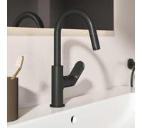 Grifo monomando Ideal Standard Ceralife O para lavabo, modelo H200, con sistema de apertura mediante presión y ducha de mano extraíble