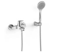 Grifo monomando mural para bañera con ducha de mano acabado cromo Base Plus TRES