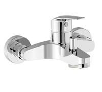 Grifo monomando mural para bañera y ducha fabricado en latón con acabado cromado Base Plus TRES