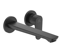 Grifo monomando mural para lavabo Ideal Standard Cerafine O, acabado negro satinado, caño de 224 mm.