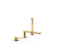 Grifo monomando para borde de bañera con ducha de mano acabado en oro 24K Loft Tres