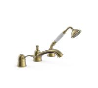 Grifo monomando para borde de bañera con ducha de mano de latón acabado envejecido mate Clasic Tres