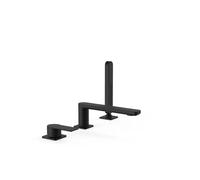 Grifo monomando para borde de bañera con ducha de mano en negro mate Loft Tres