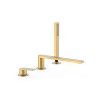 Grifo monomando para borde de bañera con inversor integrado en el caño con acabado oro mate Project TRES