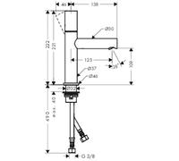 Grifo monomando para lavabo AXOR UNO 110, diseño minimalista, cromo