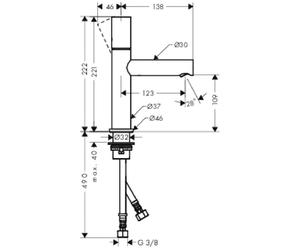 Grifo monomando para lavabo AXOR UNO 110, diseño minimalista, cromo