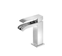 Grifo monomando para lavabo con caída de agua en cascada de latón con acabado cromado Cuadro TRES - 2 Llaves de regulación con filtro
