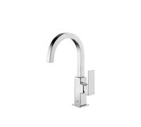 Grifo monomando para lavabo con caño curvo de latón con acabado cromado XL Cuadro TRES - Sin válvula