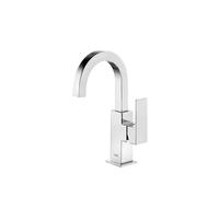 Grifo monomando para lavabo con caño curvo de latón y acabado cromado L Cuadro TRES - Sin válvula
