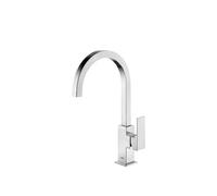 Grifo monomando para lavabo con caño curvo de latón y acabado cromado XXL Cuadro TRES - Sin válvula