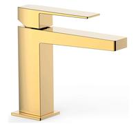 Grifo monomando para lavabo con caño plano de latón acabado oro S SLIM TRES