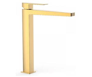 Grifo monomando para lavabo con caño plano en latón acabado oro XXL SLIM TRES