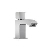Grifo monomando para lavabo con desagüe y caño fabricado en latón con acabado cromado Cub Cuadro TRES - Sin válvula click-clack