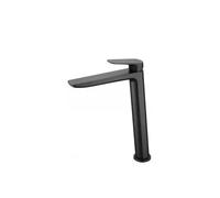 Grifo monomando para lavabo con un diseño de caño alto de acabado negro mate Belgica de Imex - Con válvula click-clack