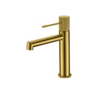 Grifo monomando para lavabo con un diseño moderno en color oro cepillado Line de Imex - Con válvula click-clack negro mate